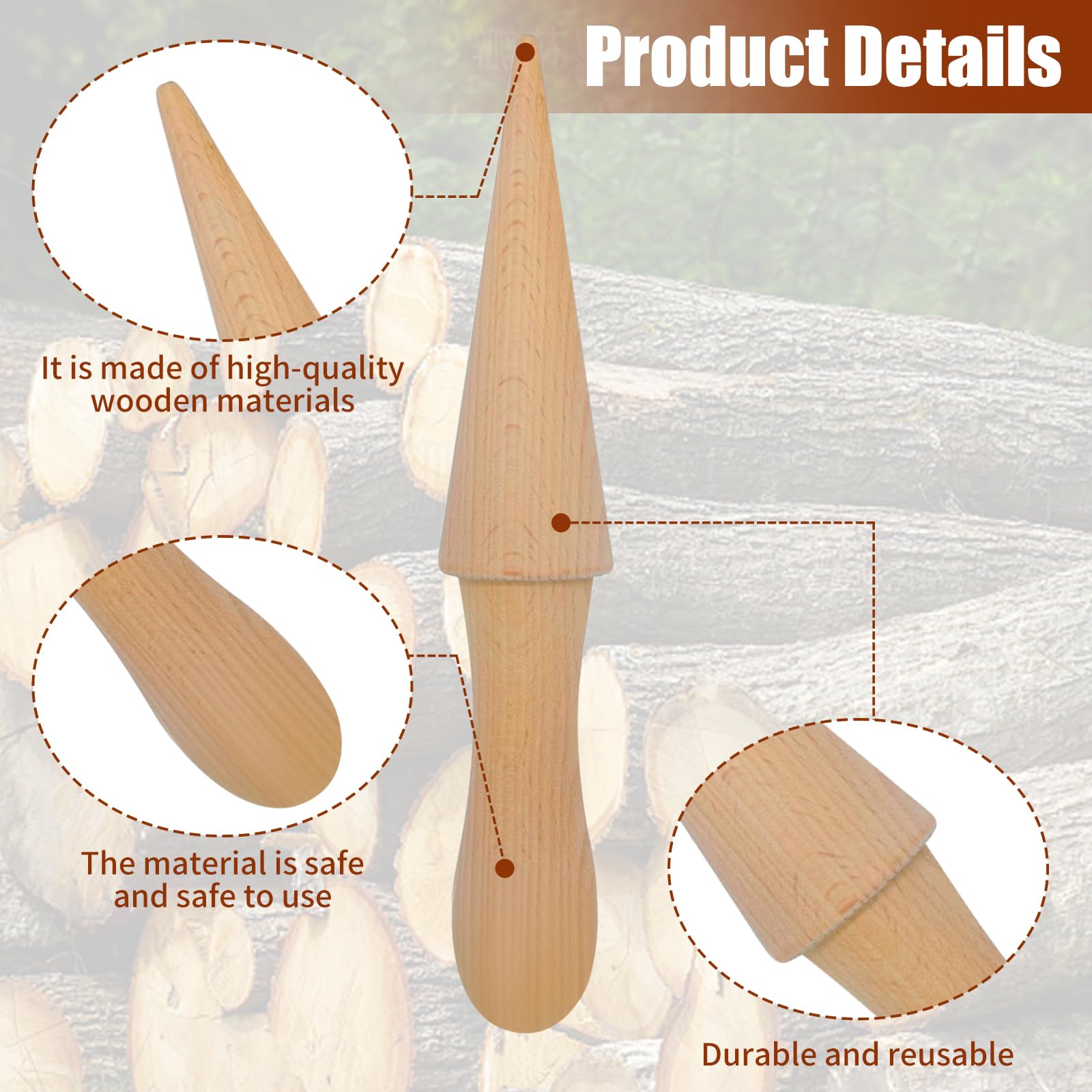 2 moldes de cono de helado, moldes de madera reutilizables para cuernos de crema, conos de gofre, rodillo de pizzela, rollo de huevo, molde para cocina, cocina y horneado 6