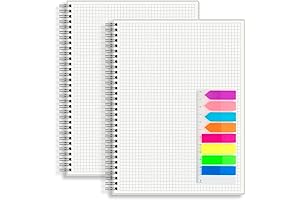Quad Ruled Spiral Notebook (2-Pack): Transparent Hardcover Square Grid Spiral Journal