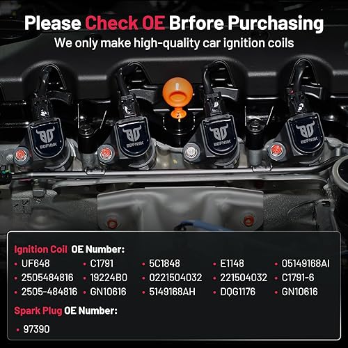 Vista 44 de BDFHYK Paquete de bobinas de encendido UF596 y bujías de iridio 93501 compatibles con Toyota Corolla 2009 2010 2011 2012 2013 Toyota Prius Matrix