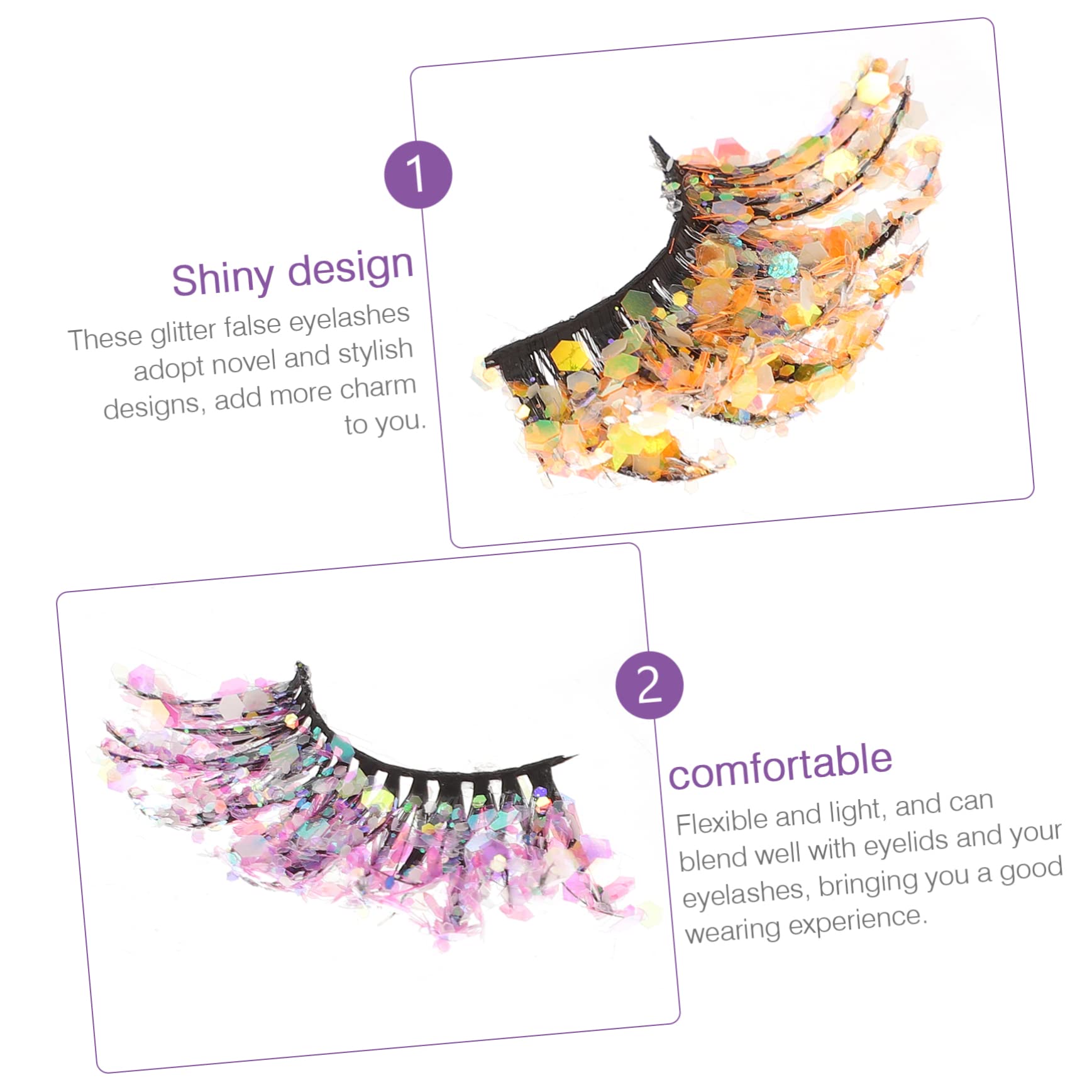 minkissy 25 Paar farbige falsche wimpern lange falsche wimper künstliche Wimpern Glitzer-Wimpern kosmetische wimpern falsche Wimpernverlängerung Cosplay verlängern 3d chemische Faser