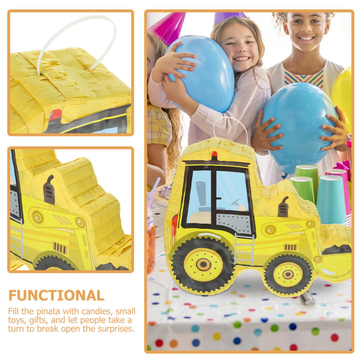 Papel Piñata Mano de Excavadora Hecha a Fiesta Infantil