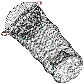 Drasry Crab Trap Bait Lobster Crawfish Shrimp Portable Folded Cast Net Magic Collapsible Fishing Traps Nets Accessories for Blue Crabs 2PCS37.4IN * 19.6 Black (0.66 in Mesh)