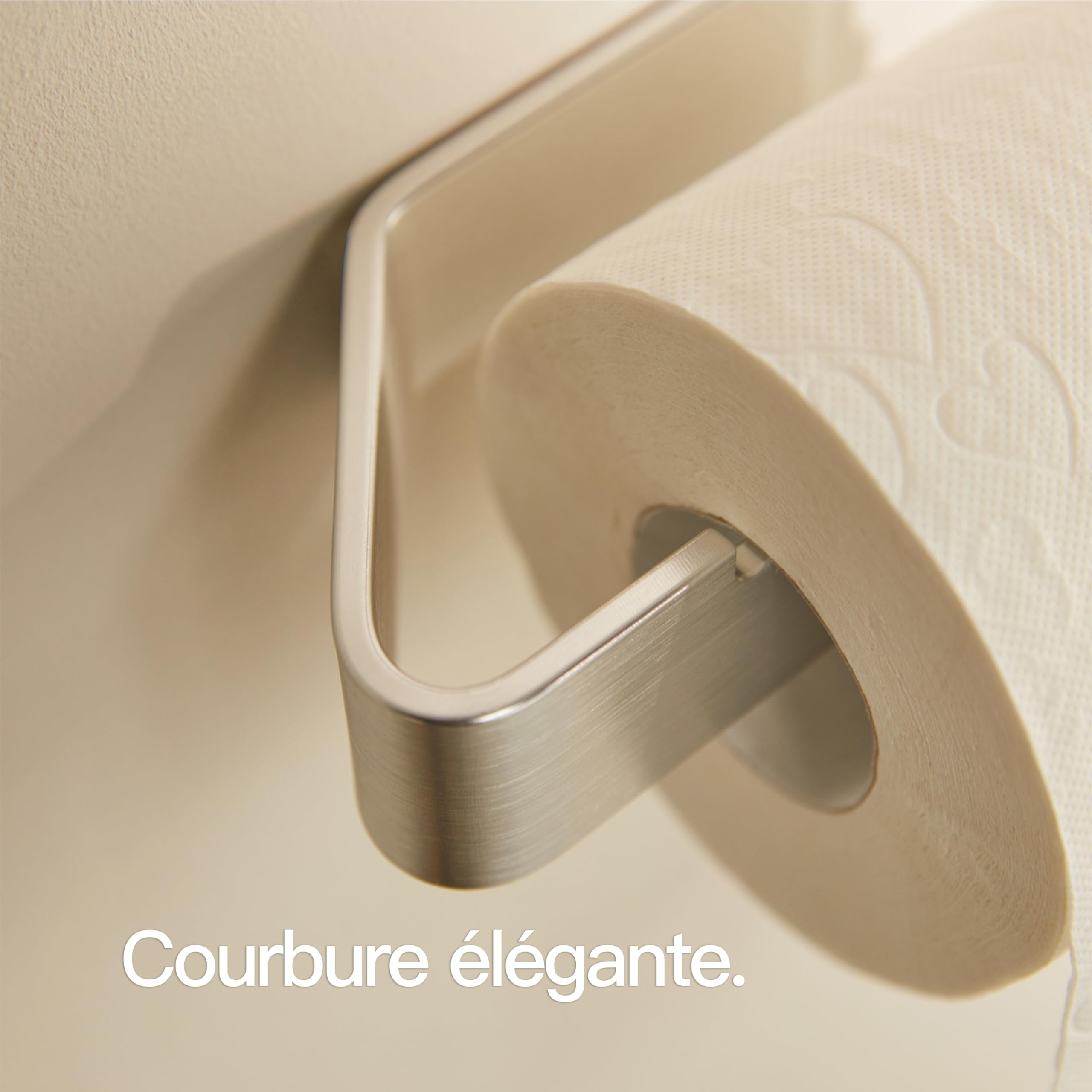 Design Hambourg Porte Papier Toilette sans Percer I Support Papier Toilette Salle de Bain Mural Auto Adhésif I Porte-Rouleau Papier WC I Design Moderne Gris argenté brossé