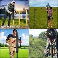 Vista 3 de Controlador de poste de valla de 34 libras con asas, resistente poste de libra, martillo de estaca de valla, excavador de agujeros de poste de valla