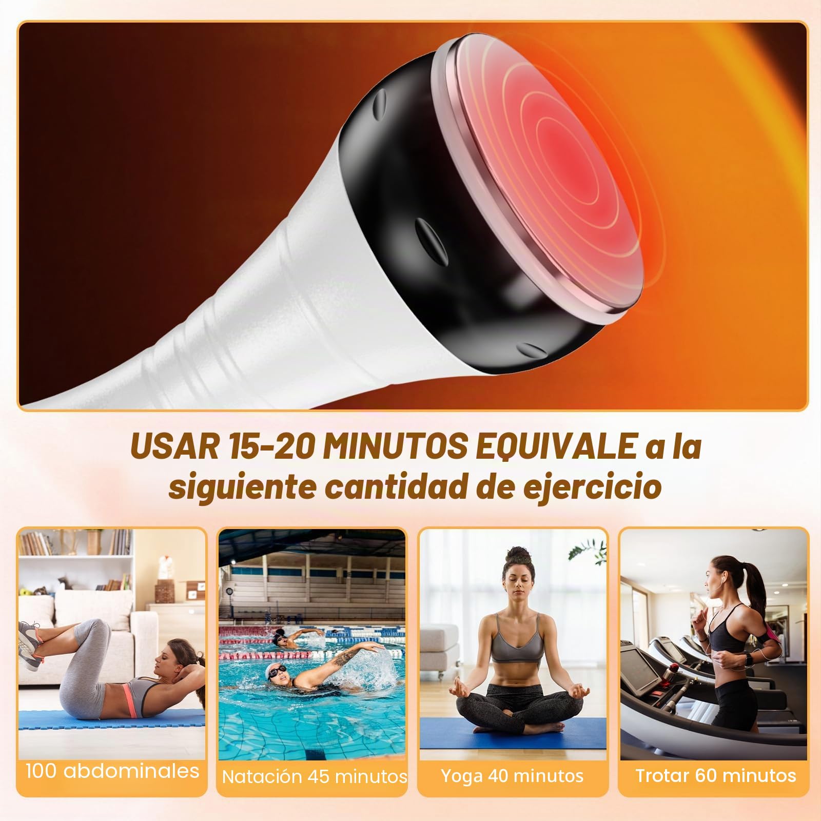 Anticelulítico 3 en 1 40K Cavitación EMS | RF 9 niveles, ventosas cuerpo y rostro, modelado y cuidado suave en casa
