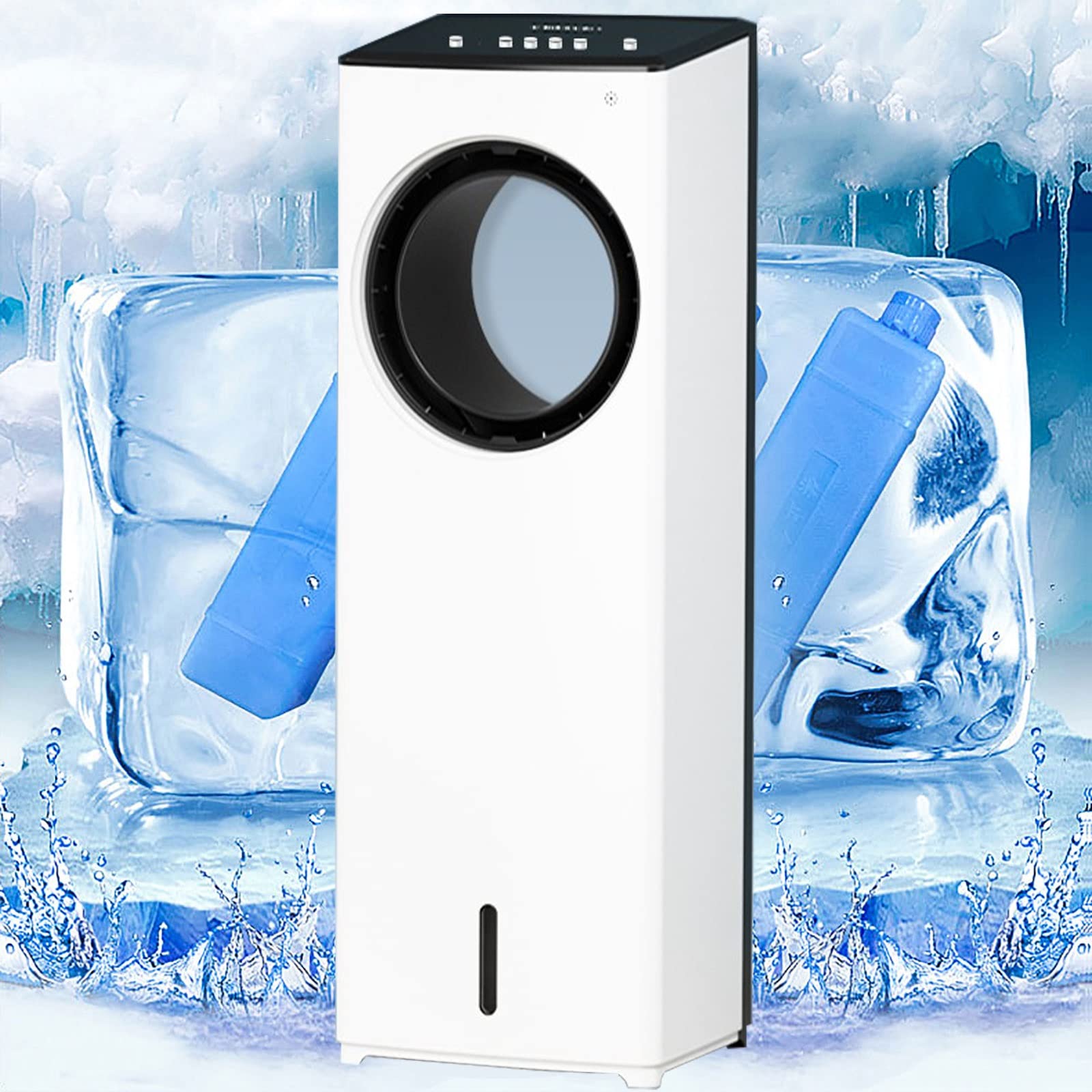 LIPJIA Air Cooler,Portable Evaporative Air Cooler, 4-IN-1 Tower Fan Humidifier & Air Purifier, Bladeless Oscillating Fan with Remote, Timer, 80/110W