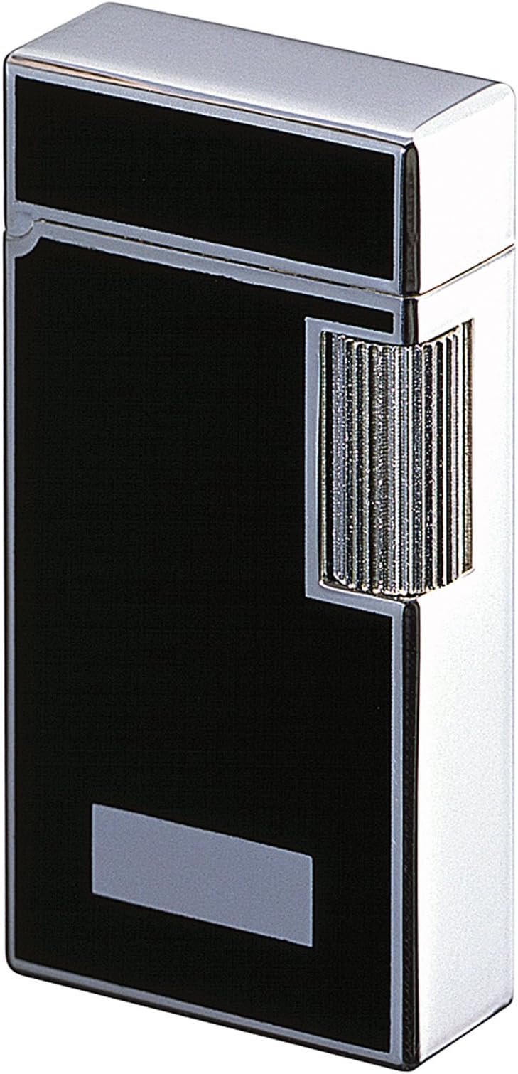 Flint Lighter SD1-37 Silver 2-Side Black Lacquer