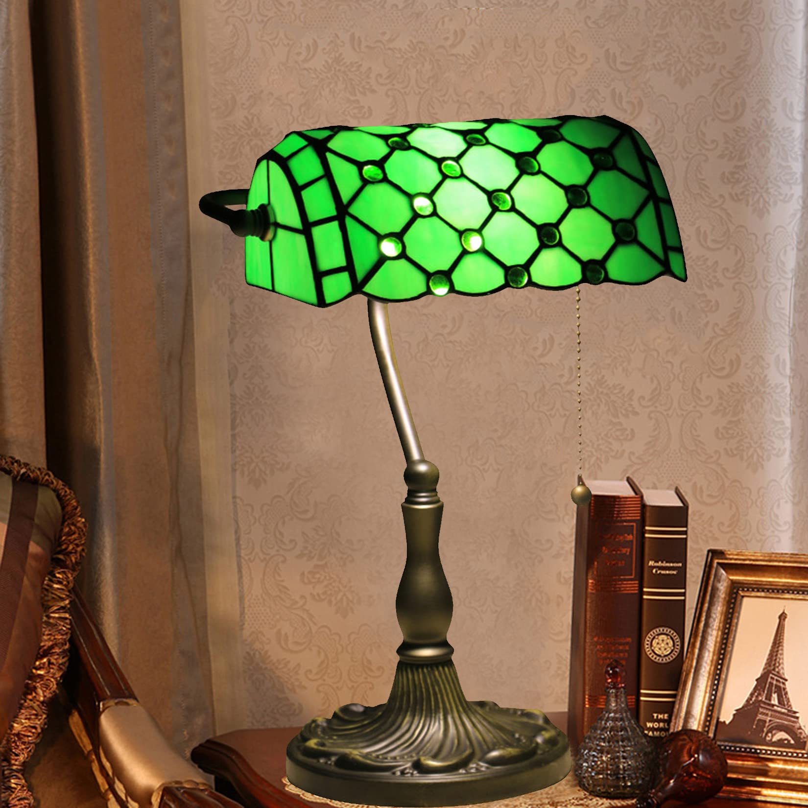 Green Bankers Lamp Vintage Table Lamp Retro Desk Light Tiffany