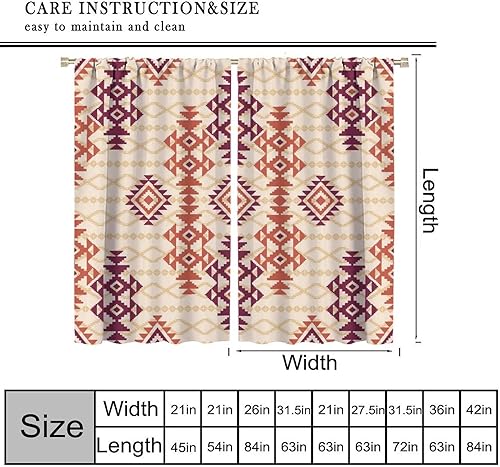 Miniatura 3 de Cortinas aztecas del suroeste, étnicas geométricas, tribales, navajo, bohemio, nativos americanos, opacas, con bolsillo para barra, para dormitorio,