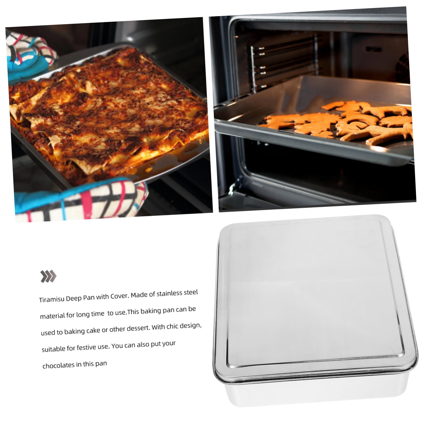 Molde para Pastel de Acero Inoxidable con Gran Capacidad, Bandeja para Horno Rectangular Adecuado para Panadería y Tienda de Pasteles