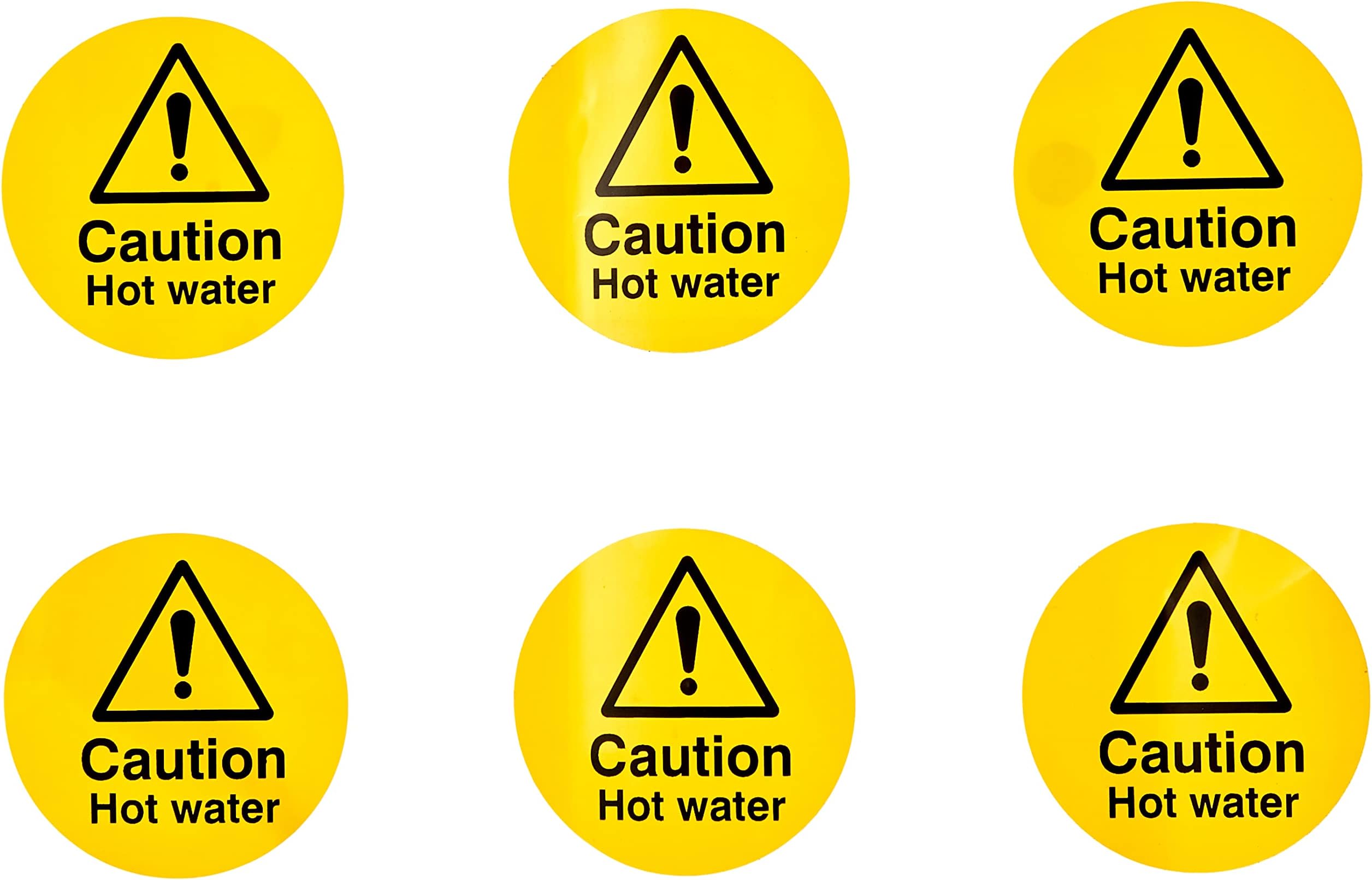 56098 Caution Hot Water, 65 mm Diameter (Pack of 6)