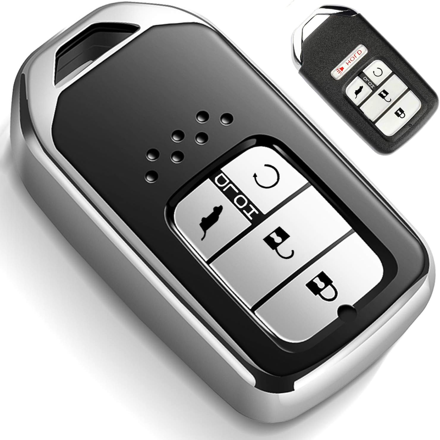 Uxinuo Compatible with Honda Key Fob Cover Case Silver