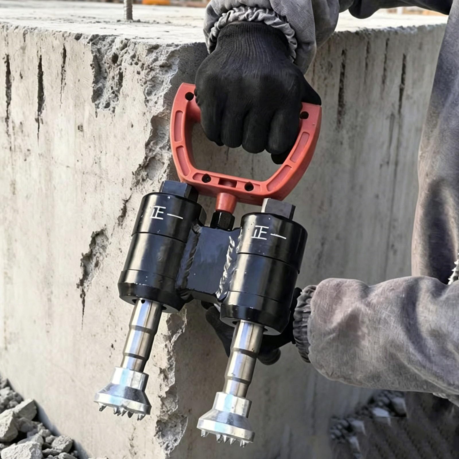 Desincrustador neumático de Agujas para Eliminar óxido, Martillo desincrustador de Doble Cilindro, Movimiento Alternativo con Mango, extensión de 19 Pulgadas, 2 x 2100 gpm