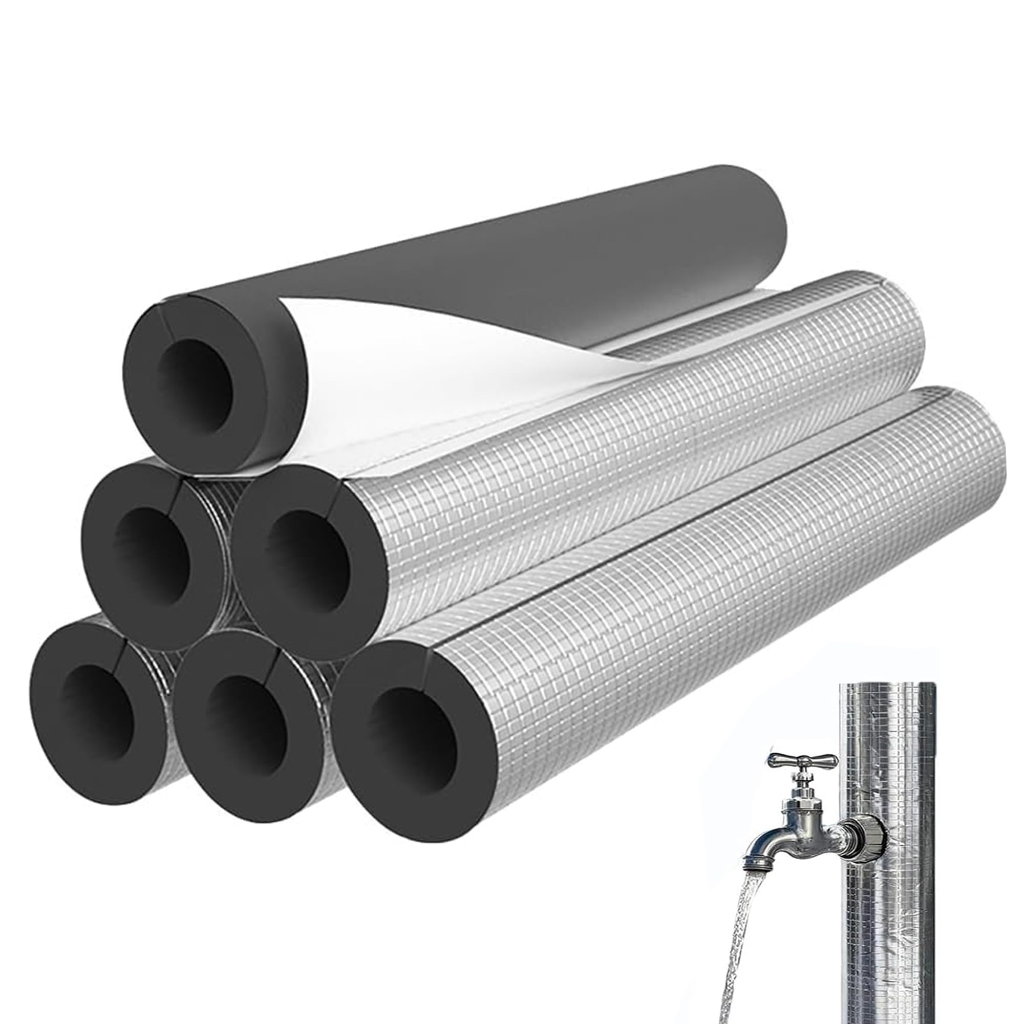 Selbstklebende Aluminiumfolie-Isolationsrohr (ID) 159mm x (T) 30mm
