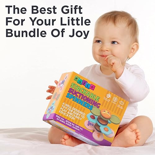 Miniatura 8 de KayLe Juguetes sensoriales Spinning Top para niños pequeños, juguete sensorial con ventosa para bebé con sonajero, diversión para el baño y el
