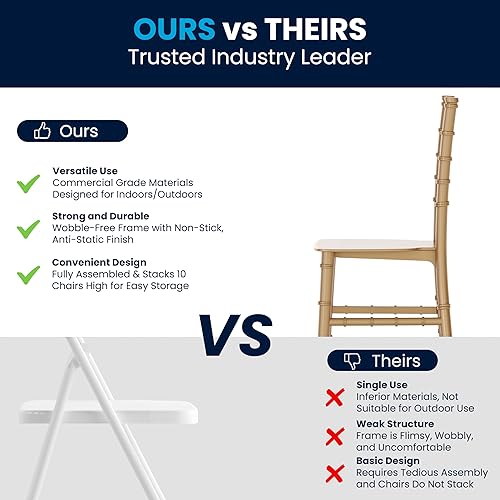 Miniatura 7 de Flash Furniture Hercules - Juego de 6 sillas Chiavari de resina dorada para fiestas y eventos para uso comercial y residencial