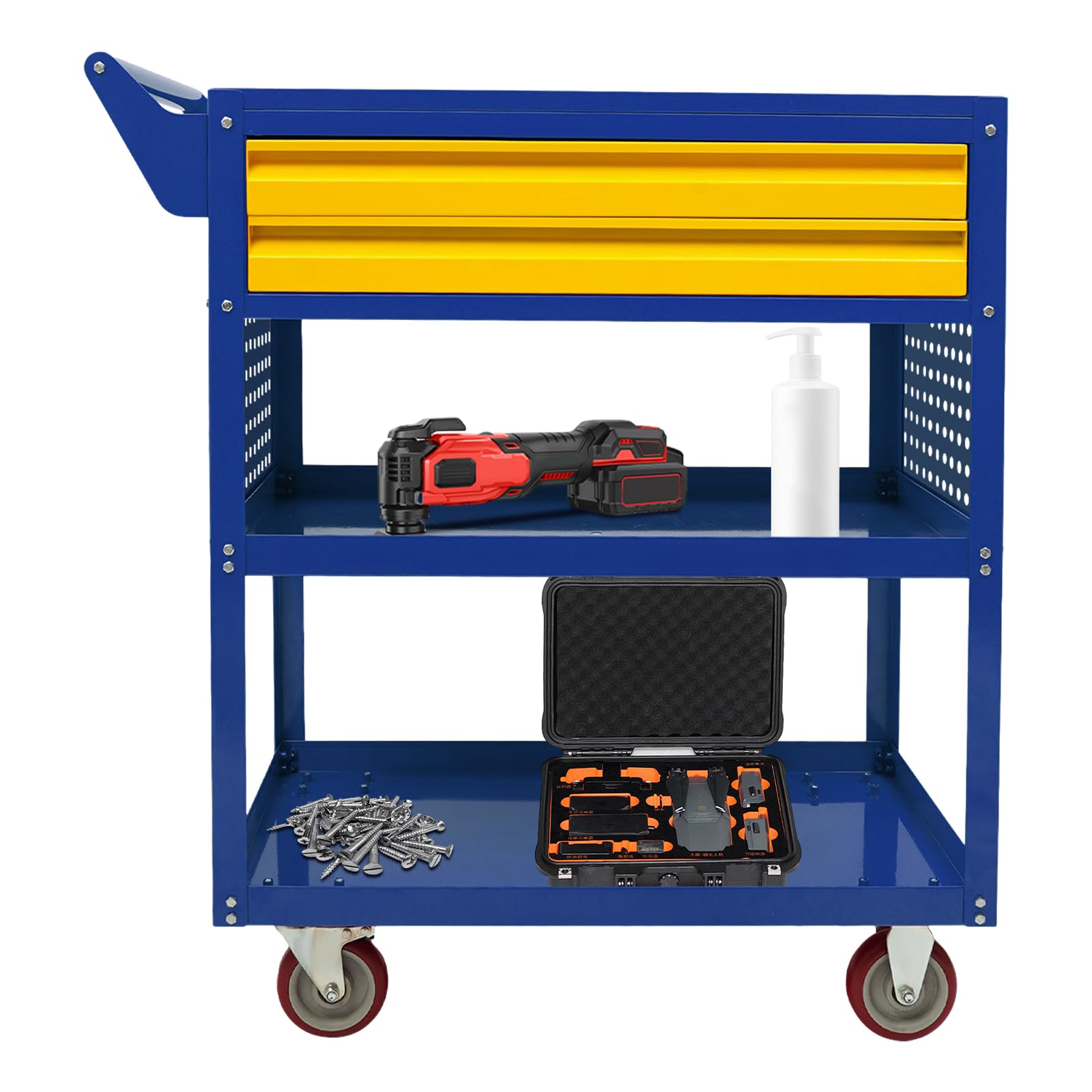Carrello portautensili con 5 ripiani, carrello da officina, per garage e meccanici