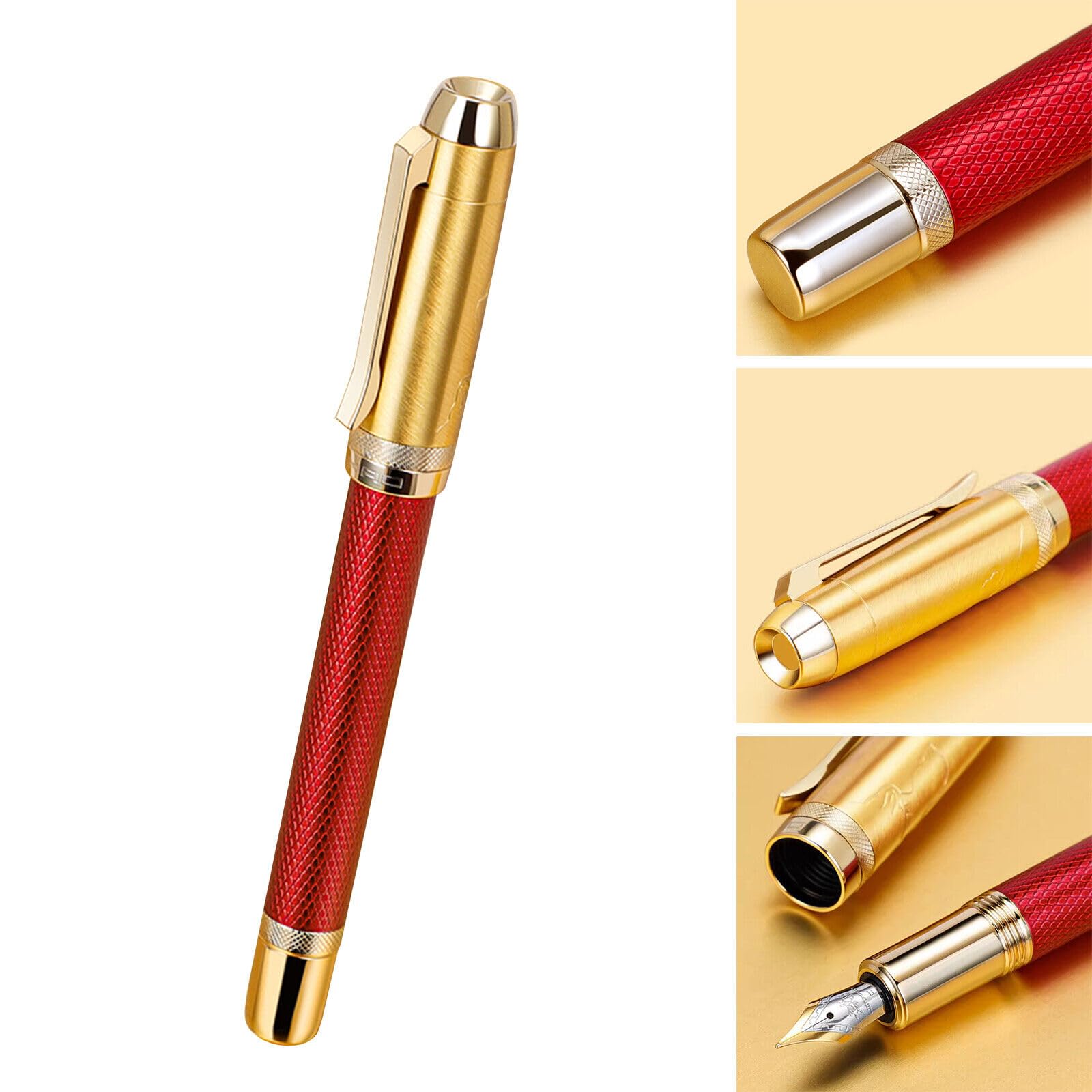 Levin Jinhao 92 Golden Red Iridium Fountain Pen Medium Nib Office