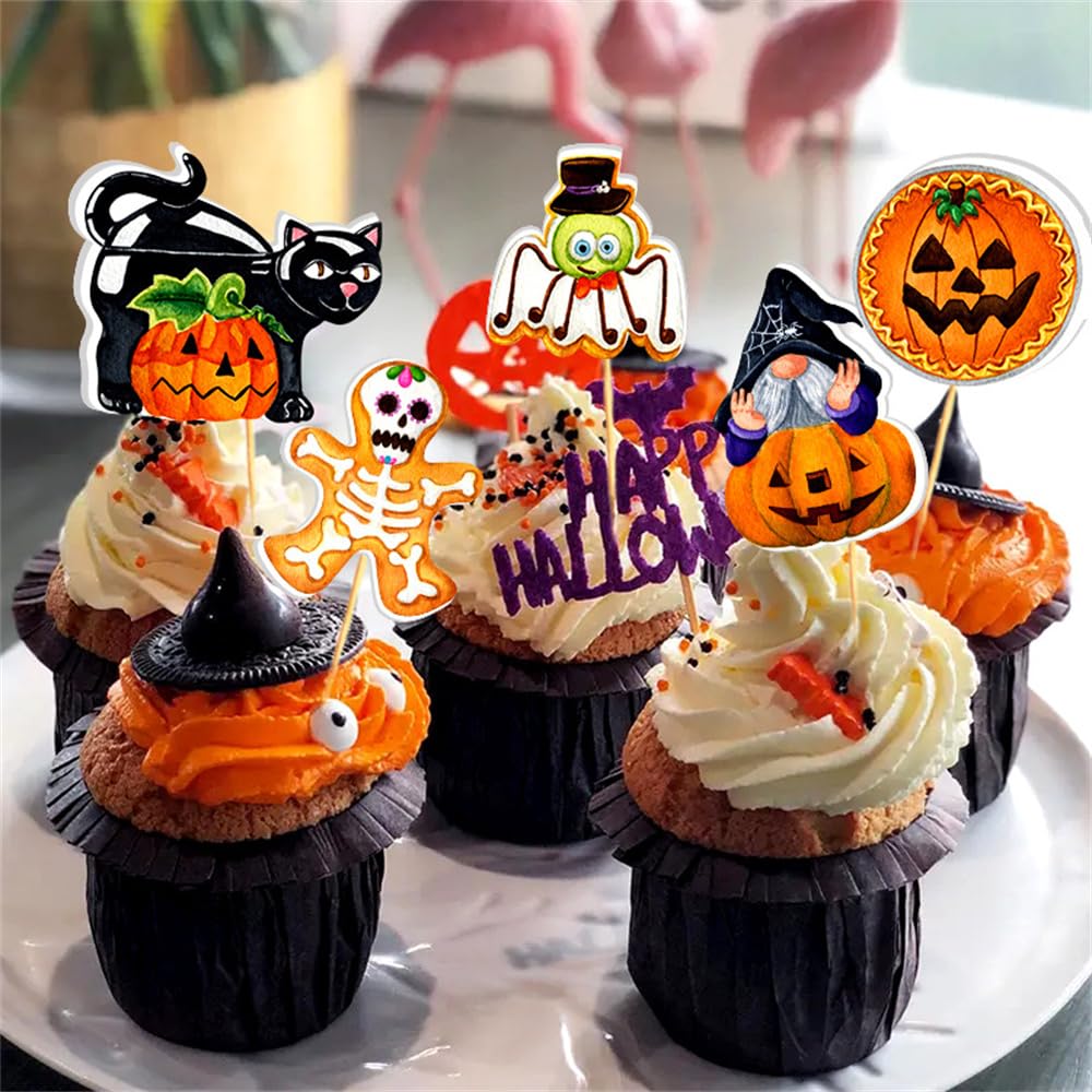 Amazon.co.jp: VTEERY(みさ) ハロウィン ケーキトッパー カップケーキ