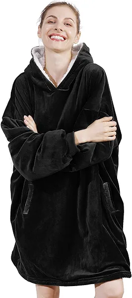 AmyHomie Blanket Sweatshirt,Oversized Sherpa Hooded Blanket Hoodie,Fleecehug Hoodie Wearable Blanket for Women Men Kids