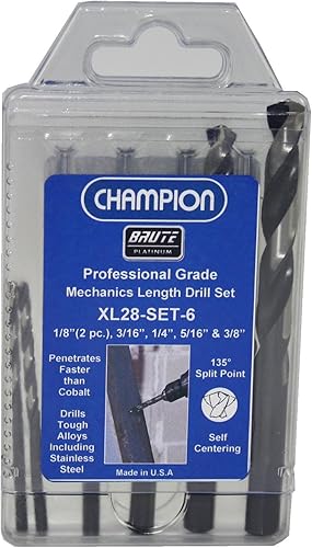 Champion Herramienta de corte XL28-SET-6 Brute Platinum Mechanics - Juego de brocas helicoidales, 6 piezas