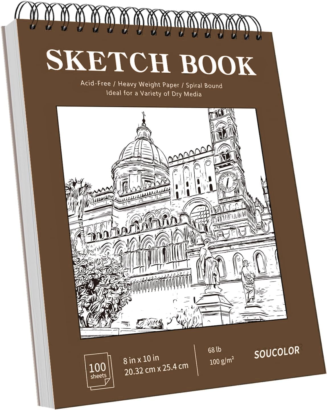 Soucolor 9" x 12" Sketch Book,Top Spiral Sketch Pad,100 Sheets 68lb Acid-Free Sketchbook Drawing Paper Supplies for Pencil & Charcoal Sketching, Art Supplies for Kids, Adults & Beginners