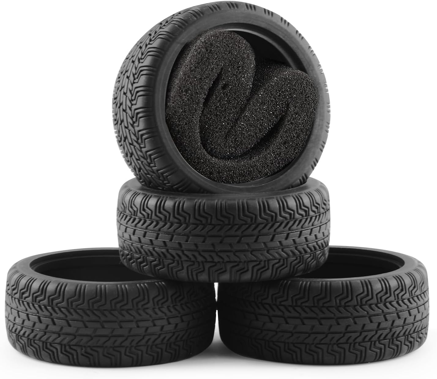 8pcs 1/10 on Road Soft Tires Tyres Fit for RC 1:10 Touring On Road Car Wheels Rim Black