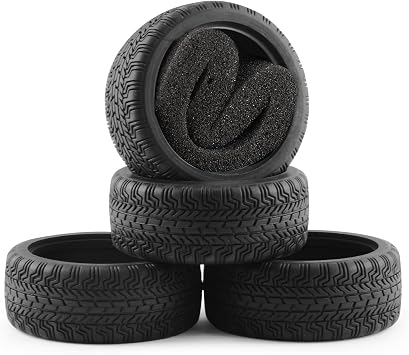 4 PCS Soft Rubber Tires with Foam Insert for 1/10 1/12 Traxxas HSP HPI Tamiya TT02 Touring Drift Rally Car 65mm RC On-Road Tires