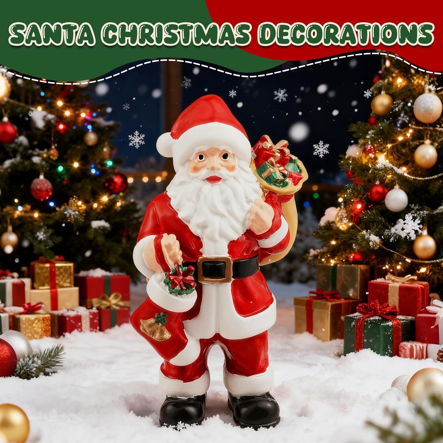 Exasinine 5.8 Inch Santa Claus Figurine Handcrafted Resin Santa Claus Decor Christmas Figurines for Christmas Indoor Decorations Tabletop Display - Image 5