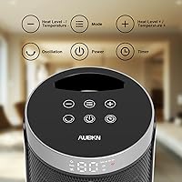 Vista 2 de Space Heater, WINHL Small Portable Electric Heaters for Indoor Use with Thermostat and Remote, 70°Oscillation, 12H Timer, 5 Modes, 1500W PTC Ceramic