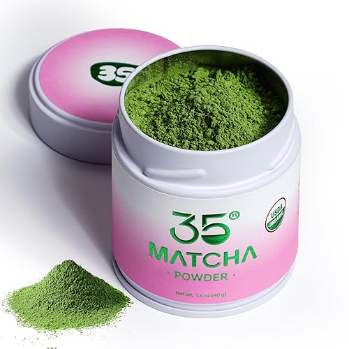 35°N MATCHA Matcha en polvo de grado ceremonial, certificado por USDA, 100% matcha orgánico, té verde puro, primera cosecha, sin aditivos, alto en