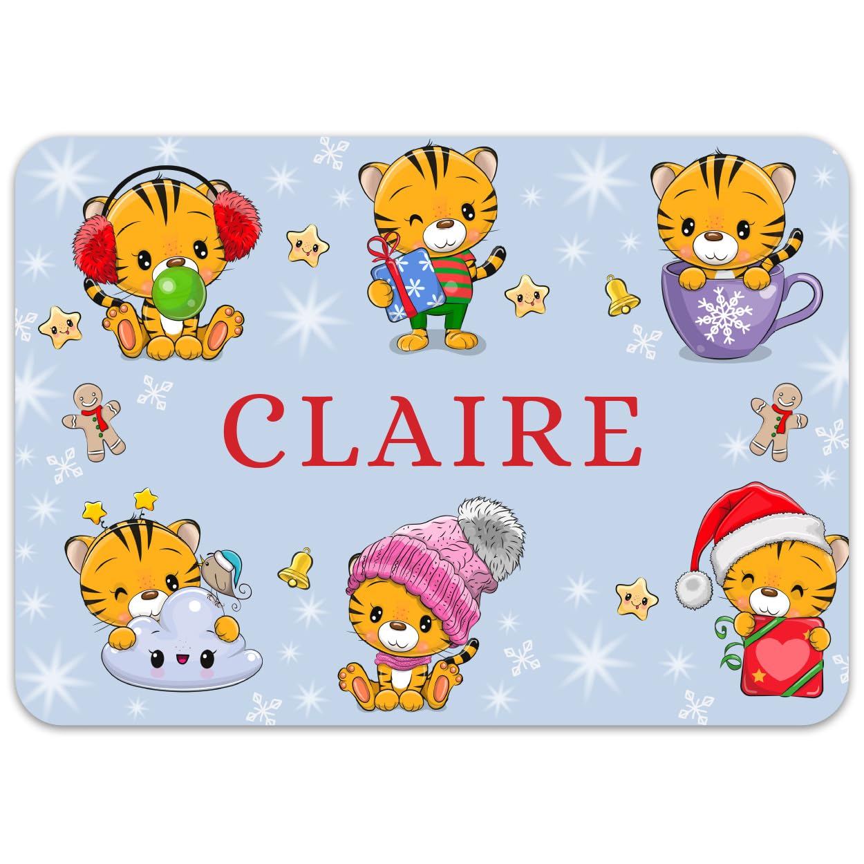 Paper Themes Cute Tigers Personalised Christmas Placemats (Cute Tigers)