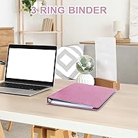 Vista 3 de EYROZILL 3 Ring Binder 1 Inch Pink Binders Fashion View Binder with 2 Pockets for Office Supplies, Waterproof, Deep Pink Rosado Oscuro