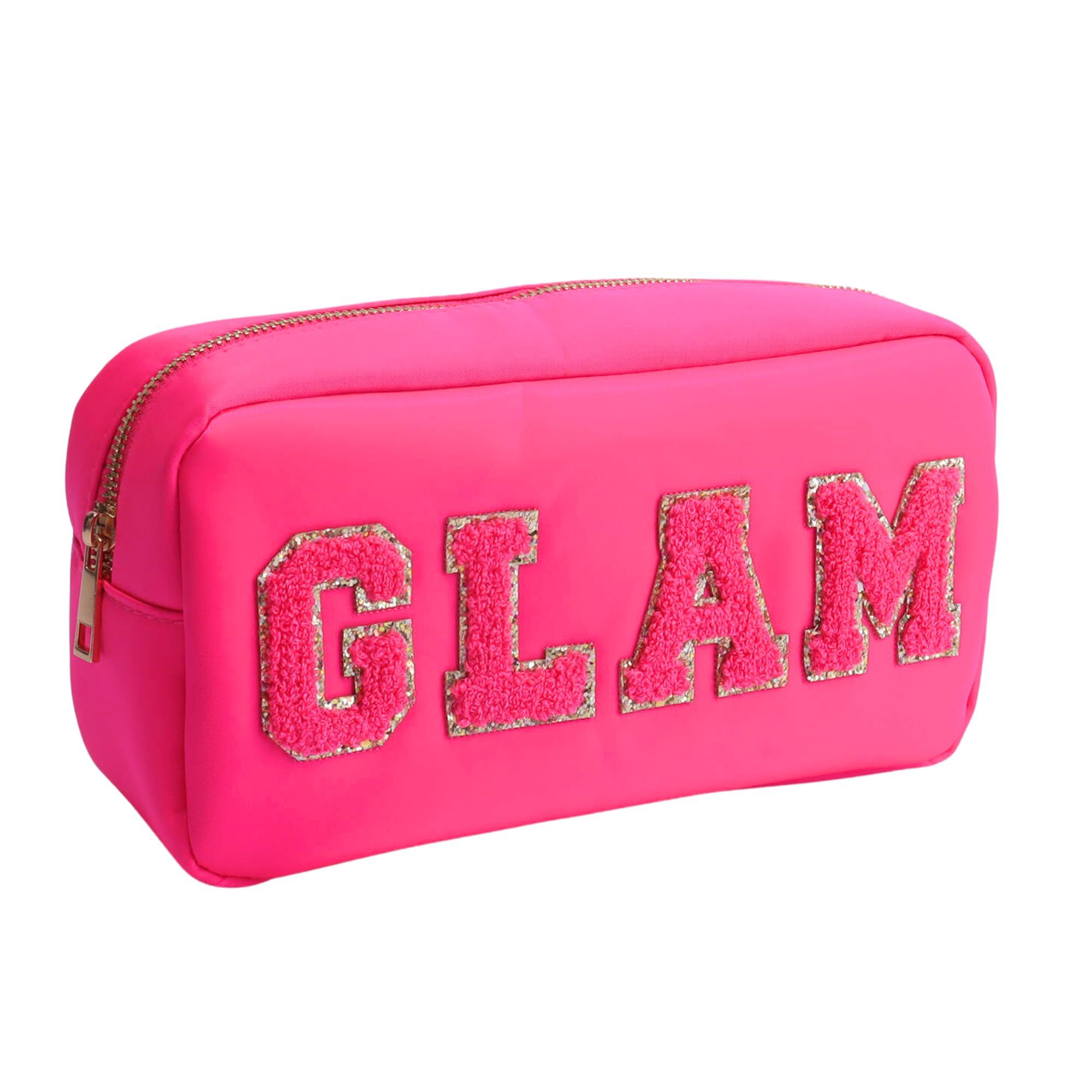 Nylon Cosmetic Bag, GLAM Chenille Letter Preppy Makeup Pouch, Travel  Organizer for Hair Skin Face, Stuff, Travel Essentials for Women