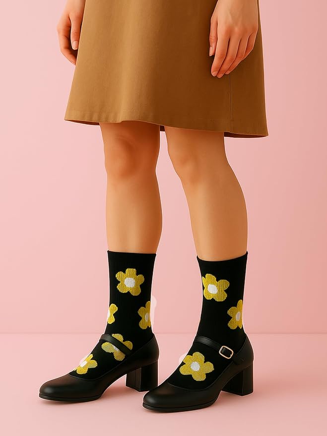 Medias divertidas de algodón para mujer, 6 pares miniatura 3