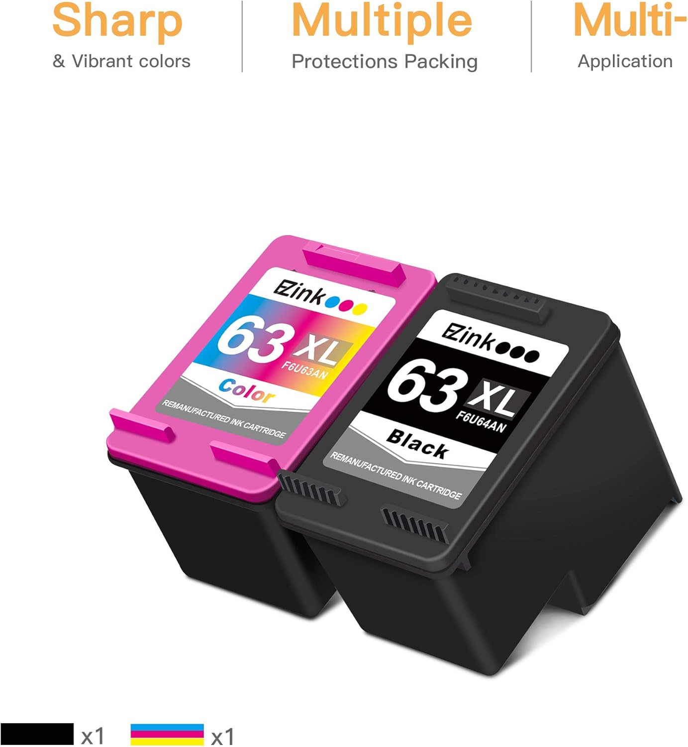 Special E-Z Ink (TM) Remanufactured Ink Cartridge Replacement for HP 63XL 63 XL to use with Officejet 3830 5255 4650 3833 Envy 4520 Deskjet 1112 3637 3630 3634 Printer (1 Black, 1 Tri-Color)