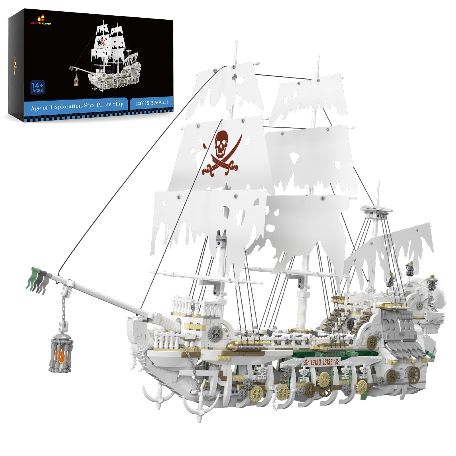 JMBricklayer Pirate Ship Building Sets for Adult 40115, Styx Ghost Ship Toy Big Pirate Ship Model Construction Set to Build, Room Office Decor Toy Gift for Teens Collections Enthusiasts (3769 PCS)