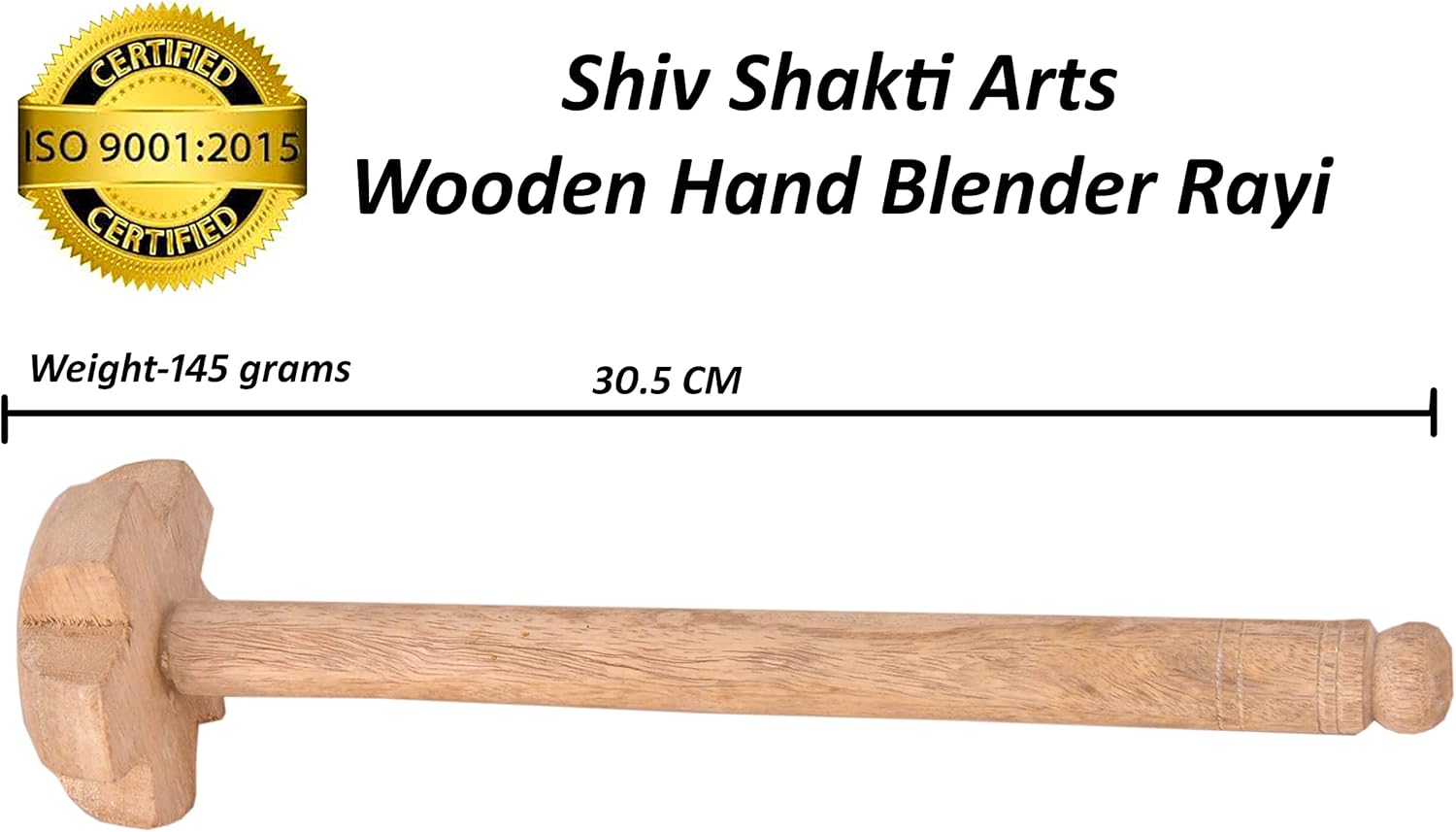 Shiv Shakti Arts Pure Wooden Hand Blender | Mathani Rai (Brown)