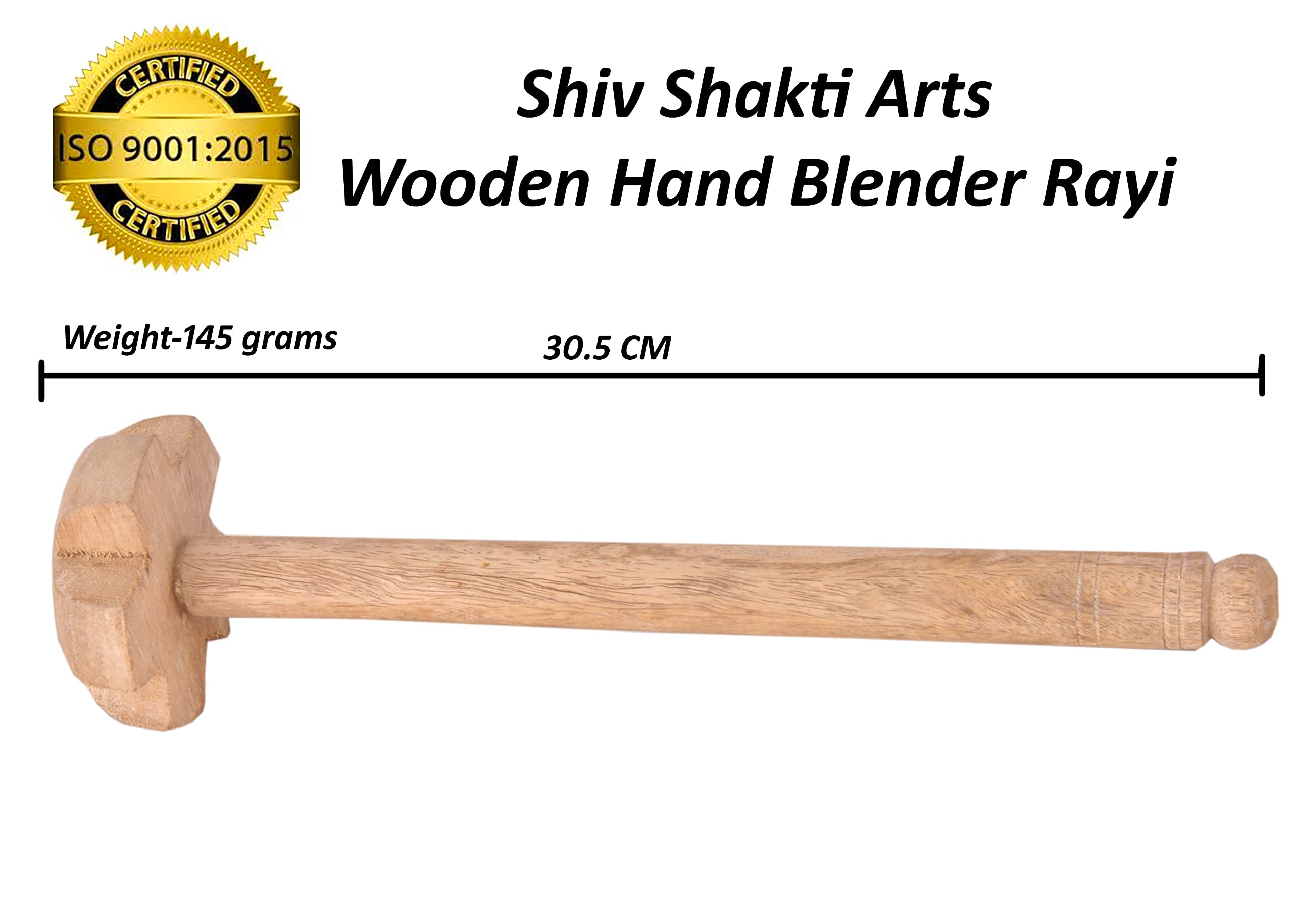 Shiv Shakti Arts Pure Wooden Hand Blender | Mathani Rai (Brown)
