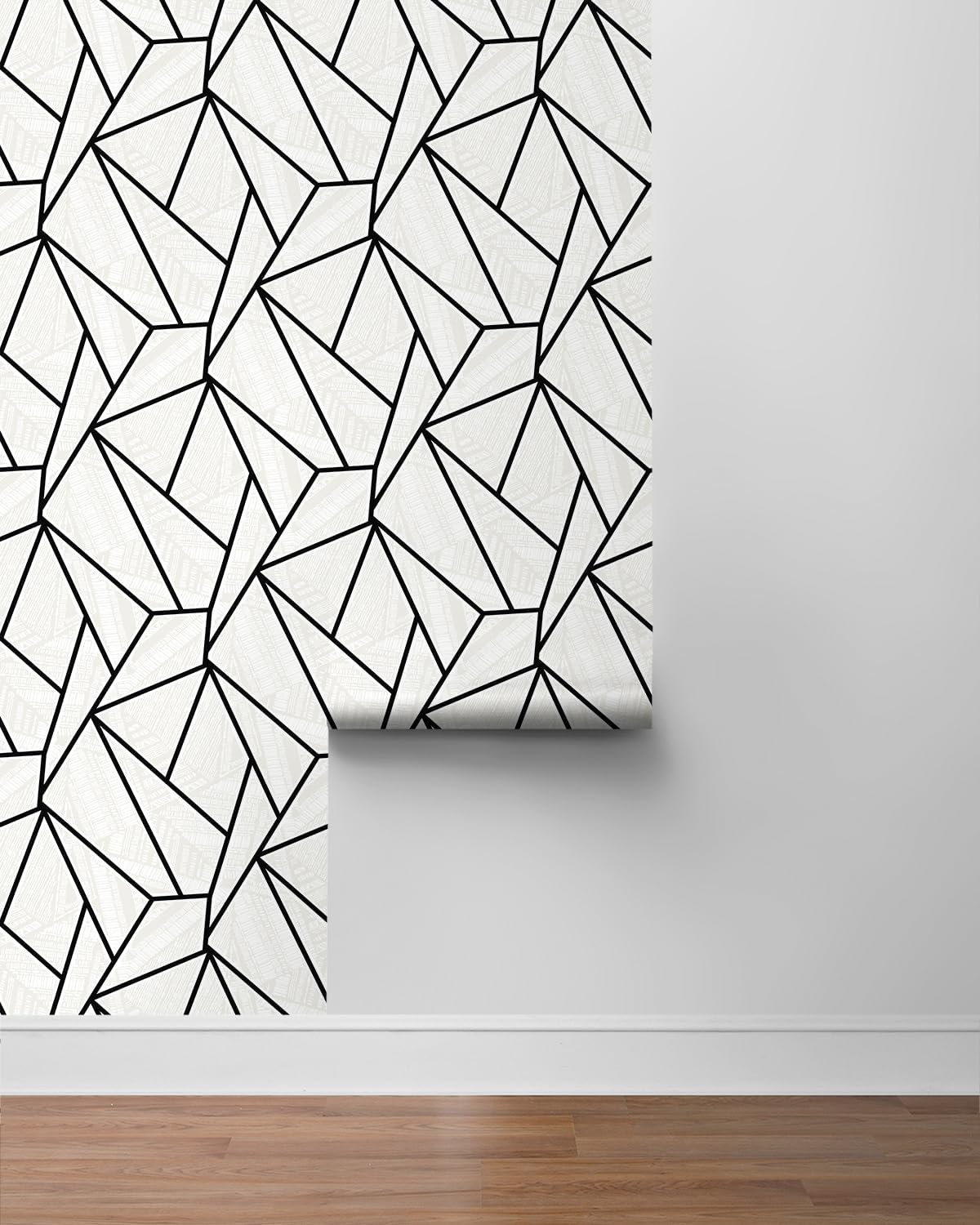 NextWall Vector Geo Peel and Stick Wallpaper (Ebony & Morning Fog)
