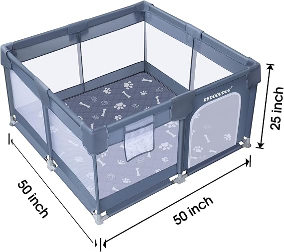Whelping Box for Dogs and Puppies | Whelping Pen with Rails for Large Medium Small Pet Dogs Puppies (50 x50 Inch)