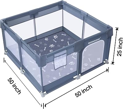 Whelping Box for Dogs and Puppies | Whelping Pen with Rails for Large Medium Small Pet Dogs Puppies (50 x50 Inch)