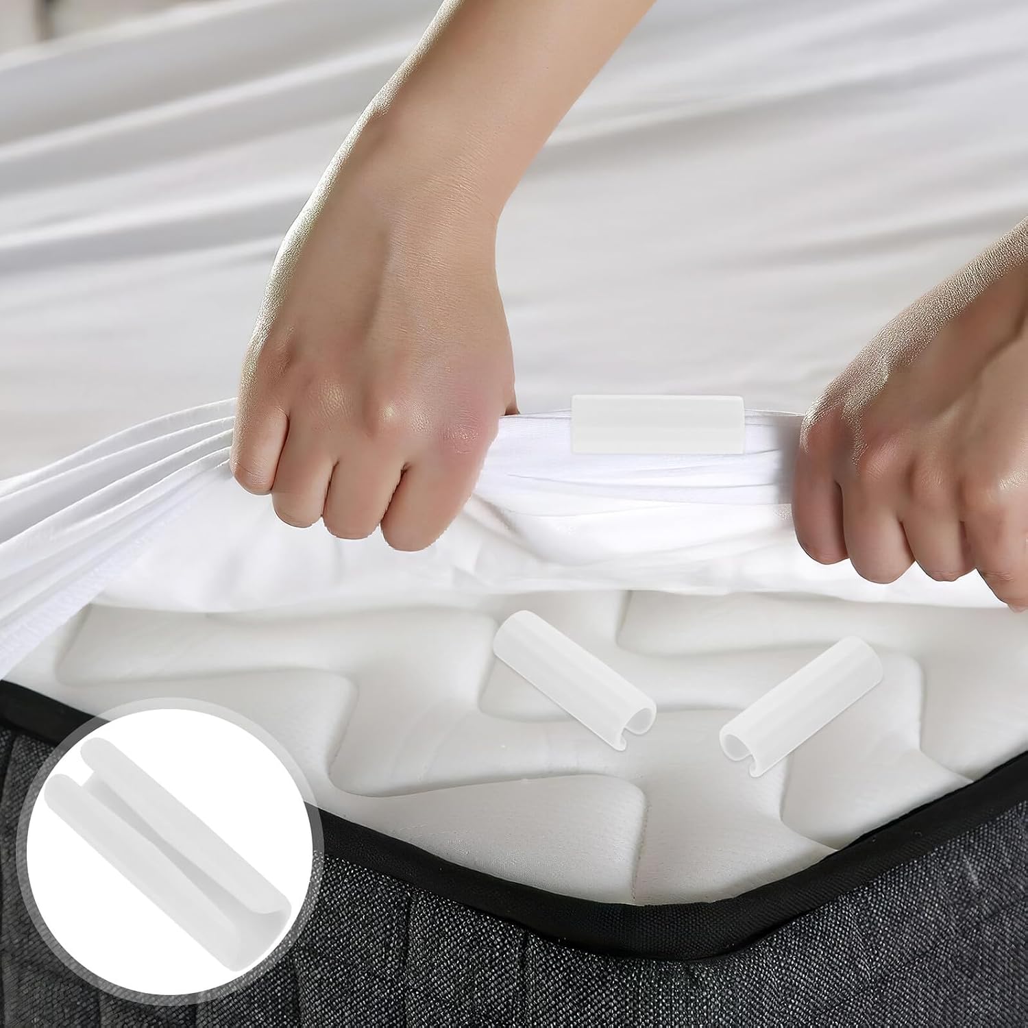 50pcs Non-Slip Mattress Edge Sheet Clips Heavy Duty Plastic Sheet Fastener Buckles for Raised Edge Mattresses Bedroom and Hotel Bedding Accessories