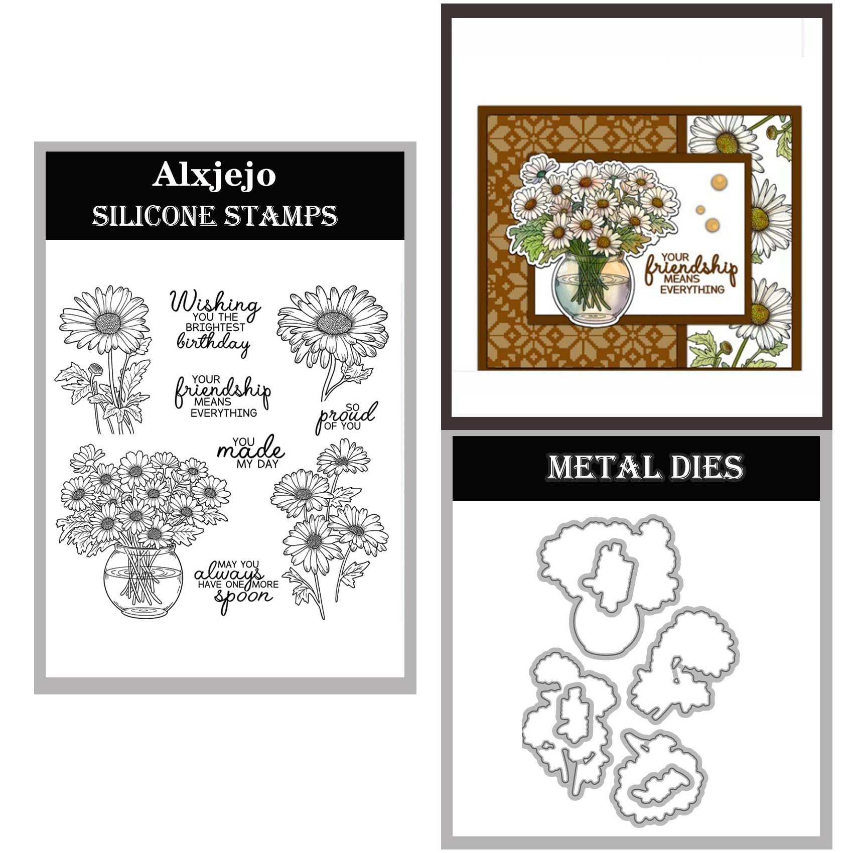 Alxjejo Cutting Dies and Stamps Set 2024-2025-2026,Stamps and die for Card Making for DIY Birthdays, Thanksgiving Day, Valentine's Day, Scrapbooking, Art Craft, Festivals Greeting Card Album