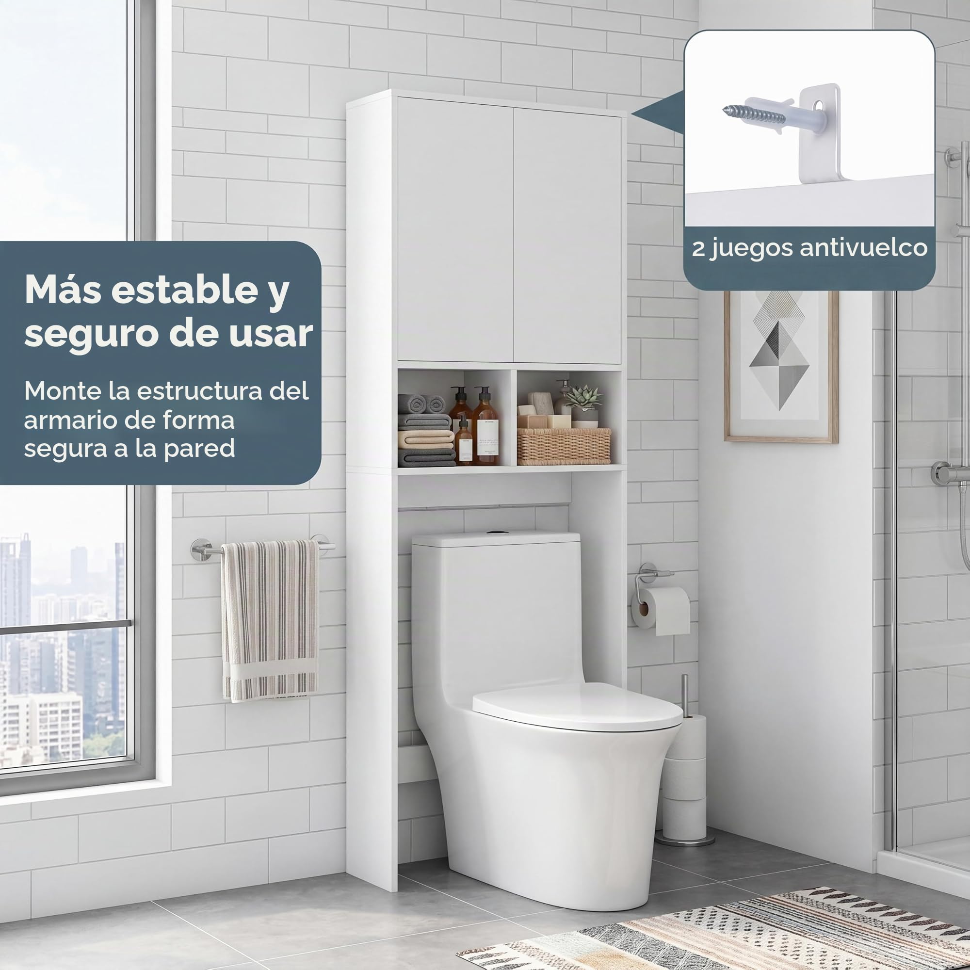 LIFEZEAL Estante sobre Inodoro con Dos Compartimentos Abiertos