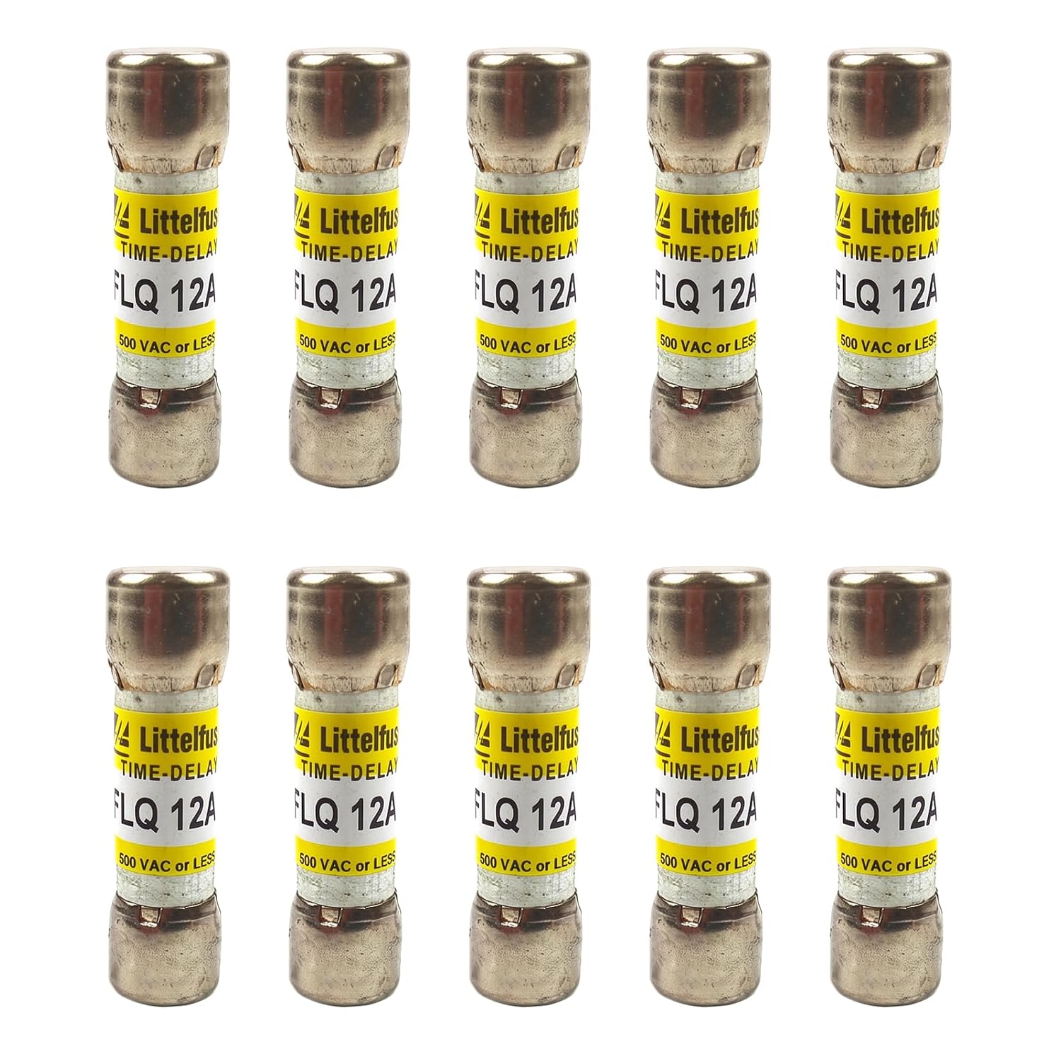 10pcs FLQ-1 (FLQ001) 1Amp 500V Time Delay Fuse 10 * 38 Compatible with Littelfuse
