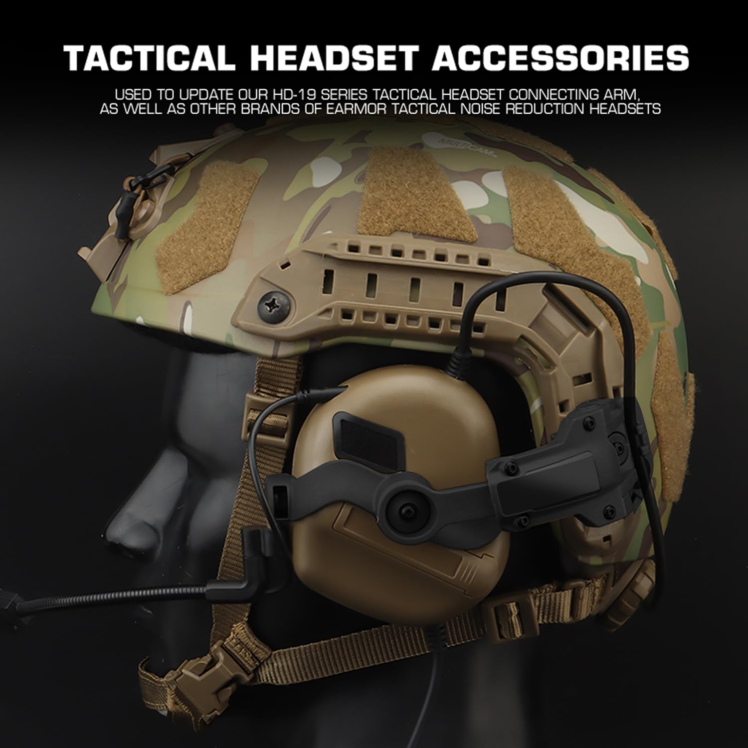 Zhongren Casque Rapide ARC Rail Adapter Tactique Pickup Headset Suspension Casque Support Multi-Angle Rotation pour Ops Core ARC & Team Wendym-Lok Rail, Support pour Casque de Chasse