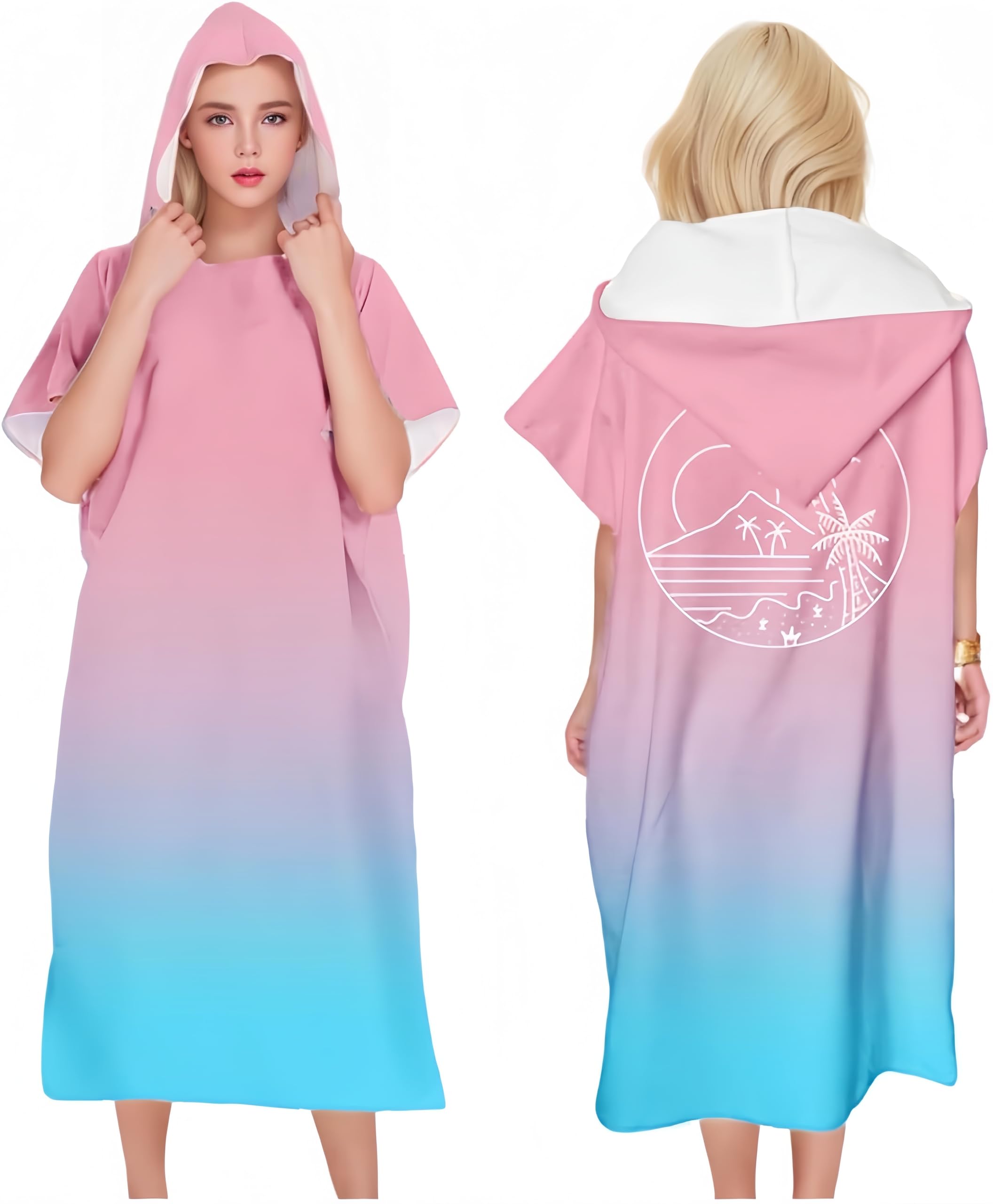 Proumhang Cambio de Bata de baño Changing Towel, Toalla de Poncho de Surf con Capucha Toalla de baño con Capucha para Adultos Toallas Deportivas con Capucha estampadaTalla única-Modo 16 75cm x 110cm