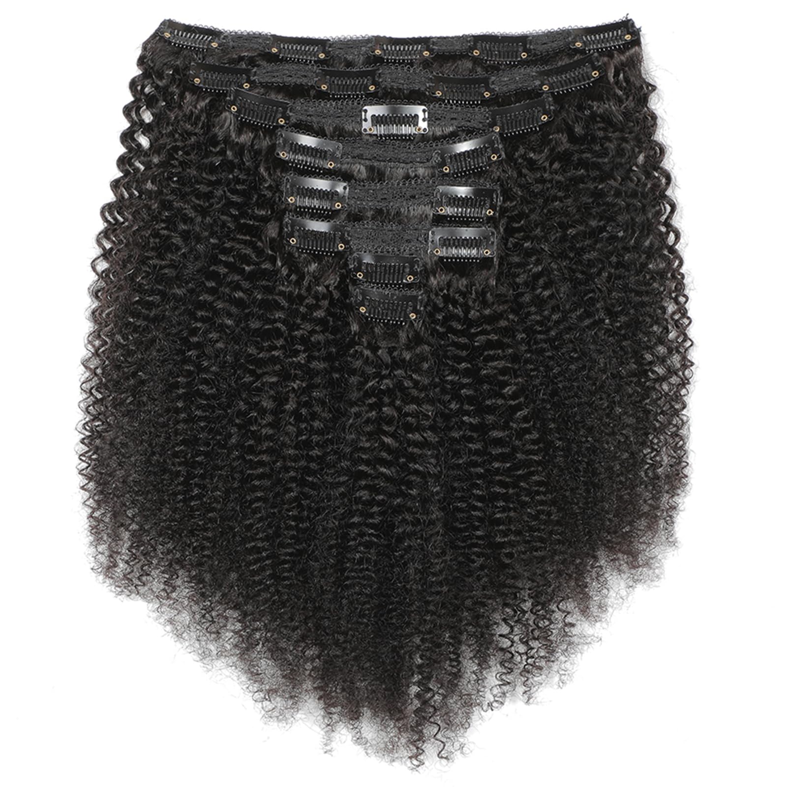 Clip-in-Haarverlängerungen aus Echthaar, Afro Kinky Curly, Natürliche Farbe, 8 Stücke, 115–120 g, 18 zoll (45 cm)