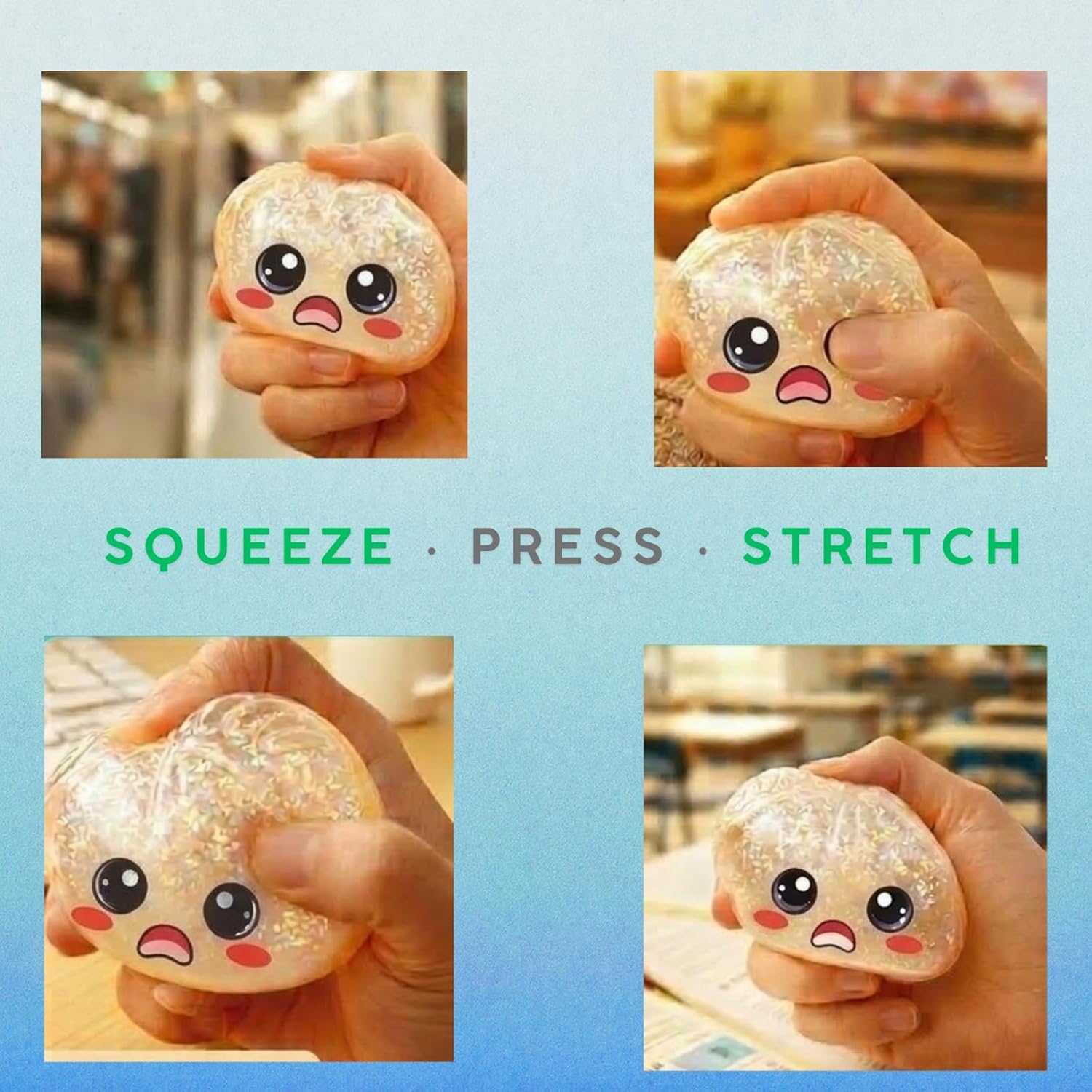 Glitter Dumpling Squishy Mystery Box - White and Gold 2026 Upgraded Dumplings Squishes for Adults Teens Squeeze Easter Basket Stuffers & Stocking Stuff Sad - 2 Pcs